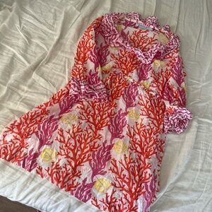 Vibrant Women’s Medium Coral Print Dress